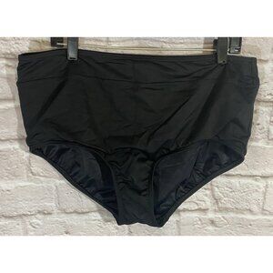 Lands End High Waist Swim Bottoms Womens 18W Black Bikini Briefs Lycra Worn Once
